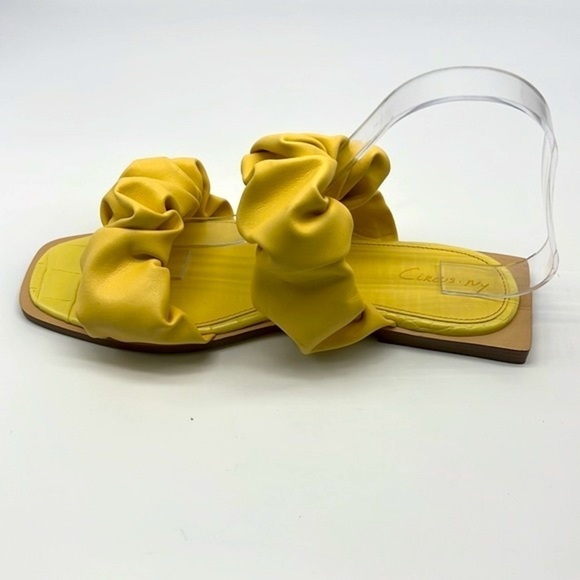 Circus By Sam Edelman - Iggy Ruched Bright Yellow Leather Strap Sandals Size 7.5 - Picture 5 of 14